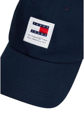 Cappello Tommy Jeans Heritage Structured in cotone blu marino per uomo.