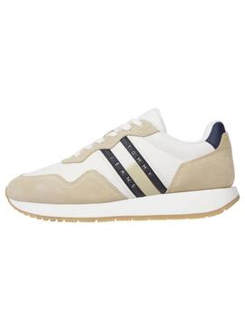 Sneakers Tommy Jeans Runner beige e bianche per uomo