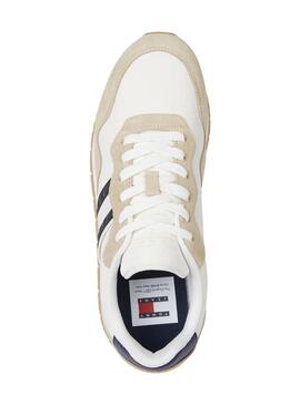 Sneakers Tommy Jeans Runner beige e bianche per uomo