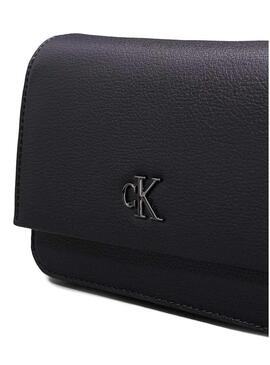 Borsa Calvin Klein Jeans Minimal Monogram Flap nera per donna