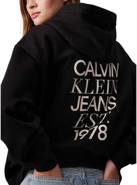 Felpa Calvin Klein Jeans Mixed logo nera da donna