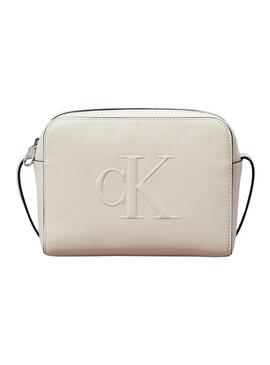 Borsa Calvin Klein Jeans Camera scolpita bianca per donna