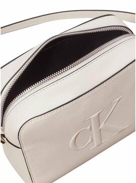 Borsa Calvin Klein Jeans Camera scolpita bianca per donna