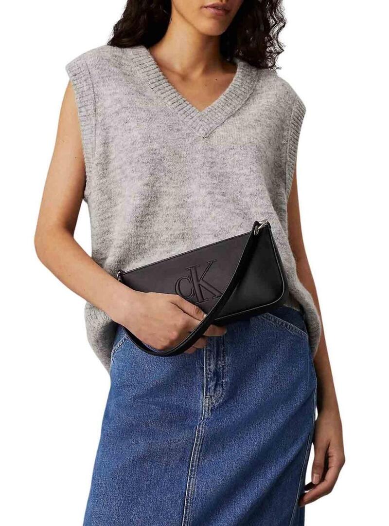 Borsa Calvin Klein Jeans Pouch nera per donna