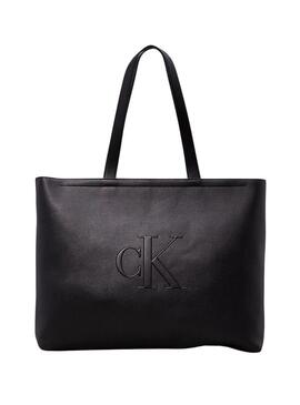 Borsa Calvin Klein Jeans Sculpted tote nera per donna