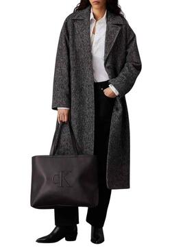 Borsa Calvin Klein Jeans Sculpted tote nera per donna