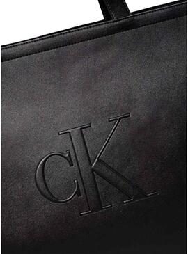 Borsa Calvin Klein Jeans Sculpted tote nera per donna