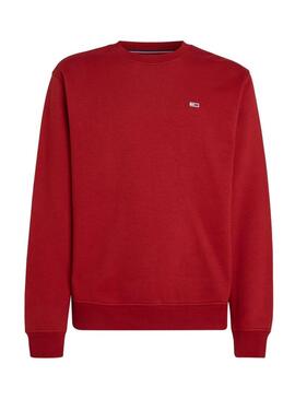 Felpa rossa Tommy Jeans basic per uomo.