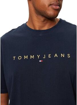 Maglietta Tommy Jeans Gold Linear blu scuro per uomo