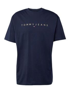 Maglietta Tommy Jeans Gold Linear blu scuro per uomo