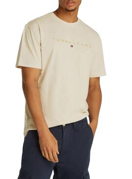 Maglietta Tommy Jeans Gold Linear beige per uomo