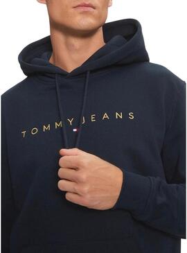 Felpa Tommy Jeans Linear Gold blu navy per uomo