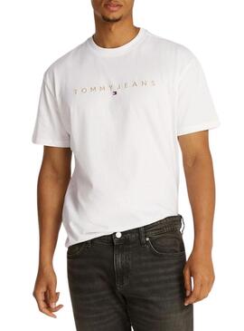 Maglietta Tommy Jeans Gold linear bianca per uomo