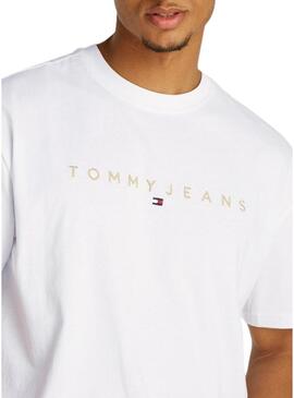 Maglietta Tommy Jeans Gold linear bianca per uomo