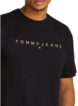 Maglietta Tommy Jeans Gold linear nera per uomo