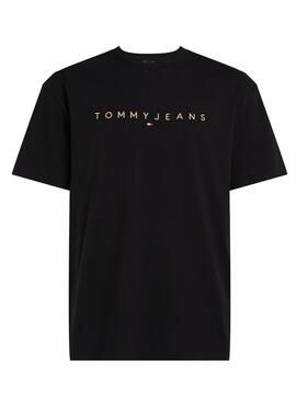 Maglietta Tommy Jeans Gold linear nera per uomo