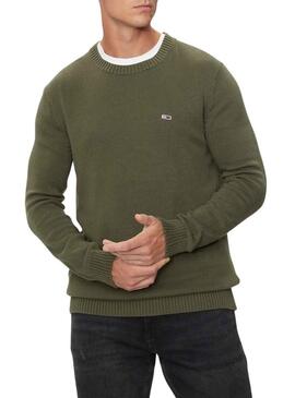 Maglia Tommy Jeans a collo a V verde per uomo