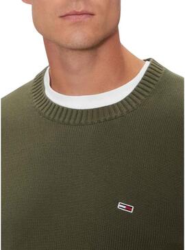 Maglia Tommy Jeans a collo a V verde per uomo