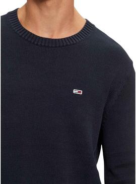 Maglia Tommy Jeans a collo a V blu per uomo