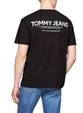 Maglietta Tommy Jeans Linear nera per uomo