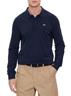 Maglia polo Tommy Jeans Placket blu scuro per uomo