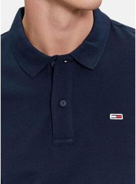 Maglia polo Tommy Jeans Placket blu scuro per uomo