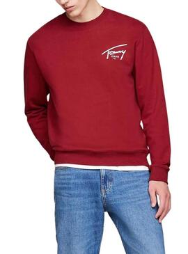 Felpa Tommy Jeans Entry rossa per uomo