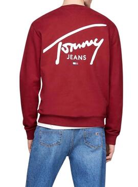 Felpa Tommy Jeans Entry rossa per uomo