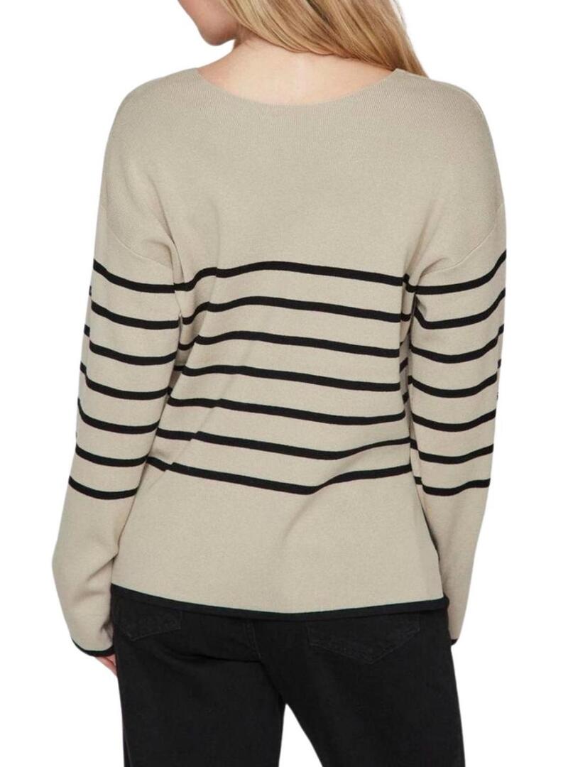 Maglione Vila Viostria a righe beige per donna