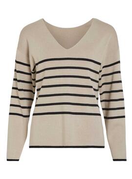 Maglione Vila Viostria a righe beige per donna