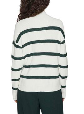 Maglione Vila Viril a righe bianco e verdi per donna