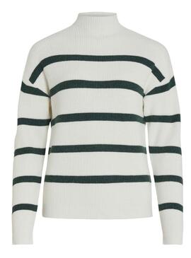 Maglione Vila Viril a righe bianco e verdi per donna