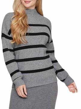 Maglione Vila Viril a righe grigio e nero per donna