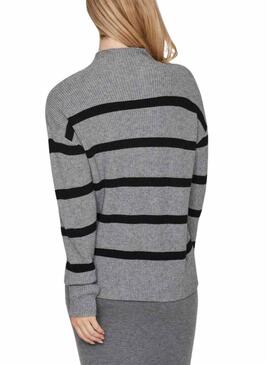 Maglione Vila Viril a righe grigio e nero per donna