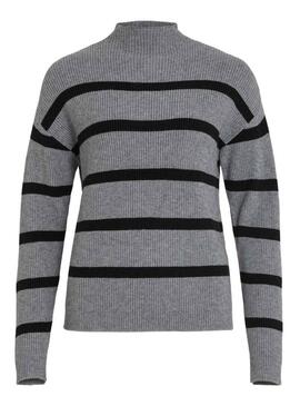 Maglione Vila Viril a righe grigio e nero per donna