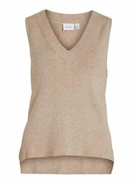 Gilet Vila Viril Knit color cammello per donna