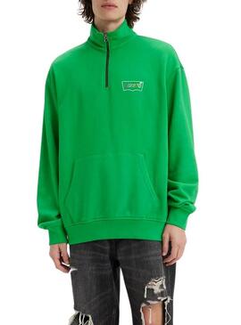 Felpa Levis Relaxed Graphic Zip Verde Uomo