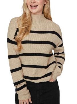 Maglione Vila Ril beige e nero per donna