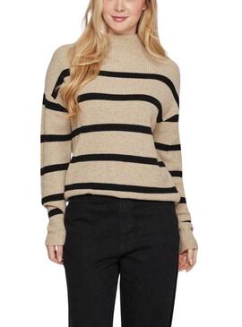 Maglione Vila Ril beige e nero per donna