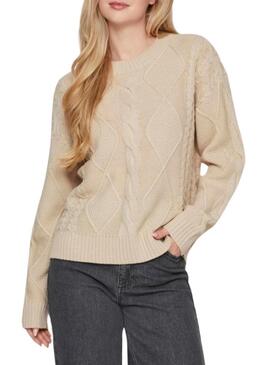 Maglione Vila Vilou beige a punto intrecciato per donna