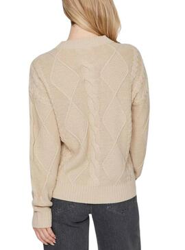 Maglione Vila Vilou beige a punto intrecciato per donna