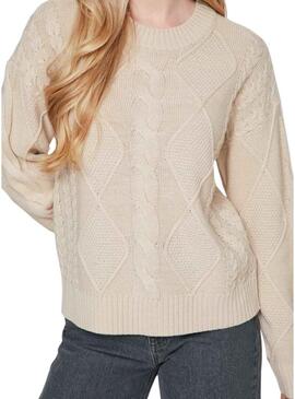 Maglione Vila Vilou beige a punto intrecciato per donna