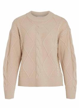 Maglione Vila Vilou beige a punto intrecciato per donna