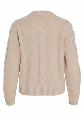 Maglione Vila Vilou beige a punto intrecciato per donna