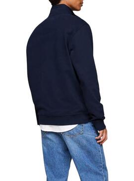 Felpa Tommy Jeans Half Zip blu scuro per uomo