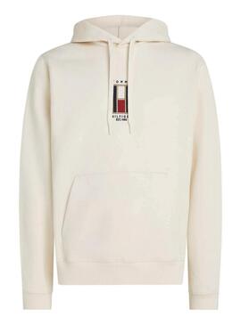 Felpa Tommy Hilfiger Vertical Flag beige per uomo