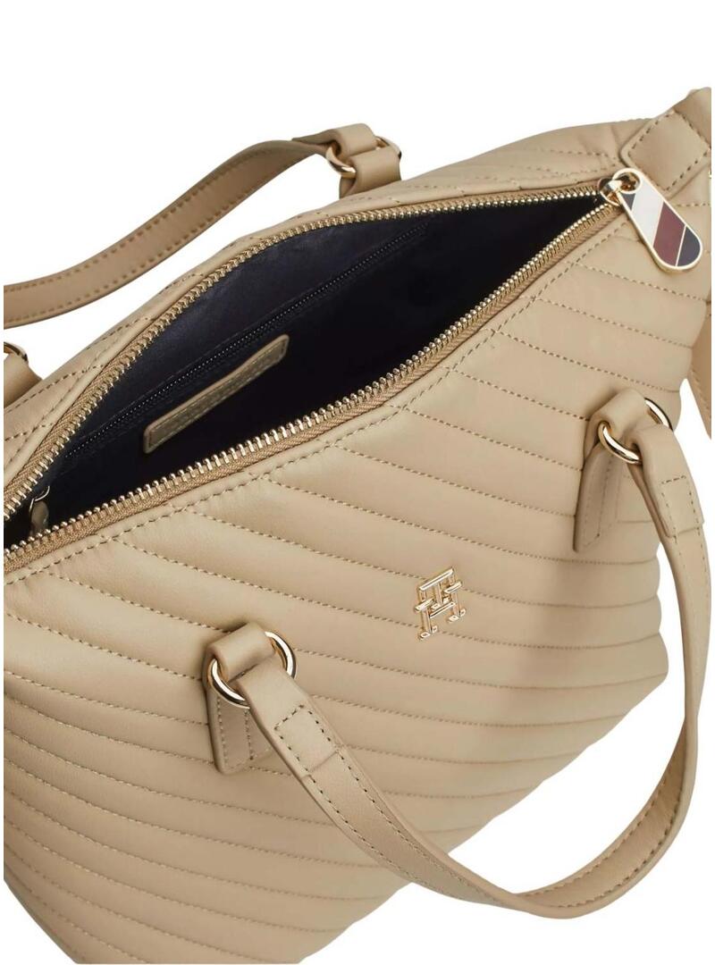 Borsa Tommy Hilfiger Poppy trapuntata beige per donna