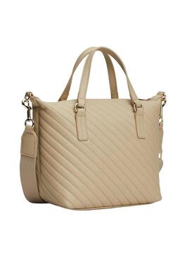 Borsa Tommy Hilfiger Poppy trapuntata beige per donna