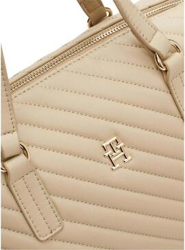 Borsa Tommy Hilfiger Poppy trapuntata beige per donna