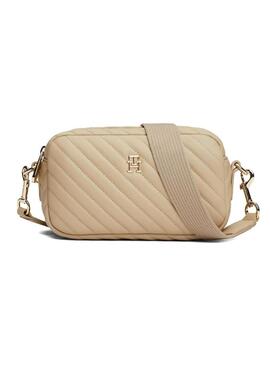 Borsa Tommy Hilfiger Quilted Camera beige per donna